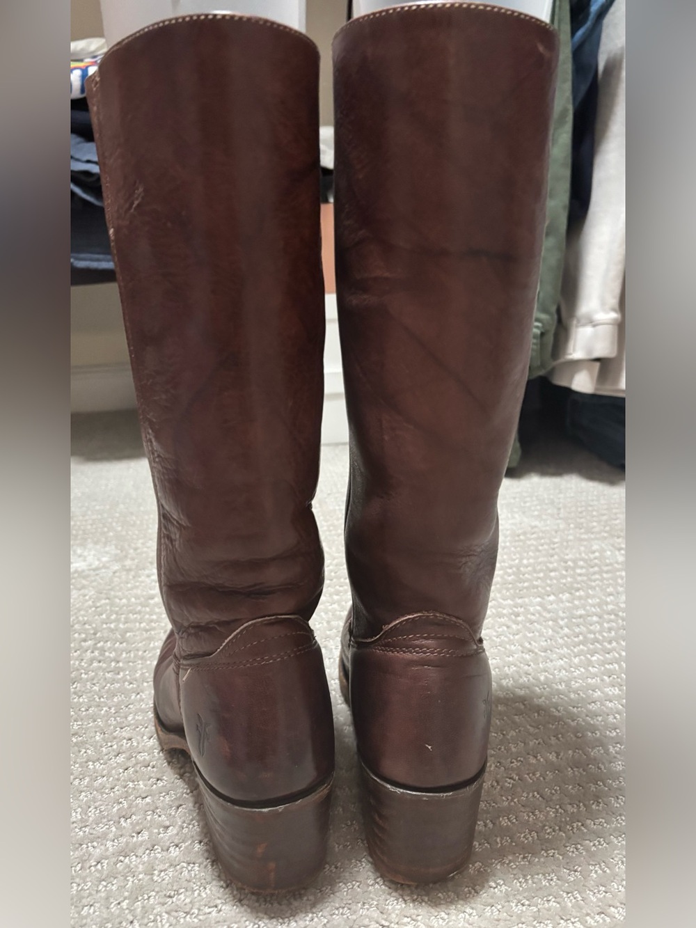 Frye Brown Leather Mid-Calf Heeled Boots - Picture 3 of 8